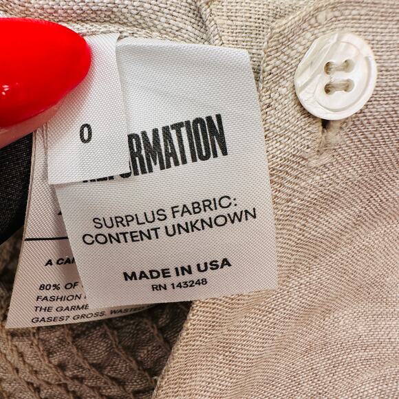 REFORMATION Beige Taupe / Light Brown Tan Button Up Tank Crop Top  – 0 XS - Picture 6 of 7